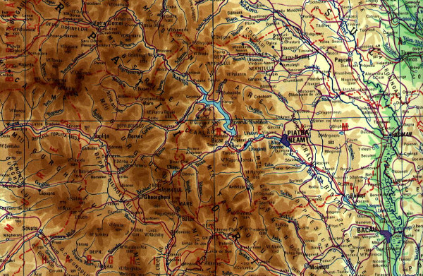 Harta Fizica - Podisul Sucevei, Carpatii Orientali
